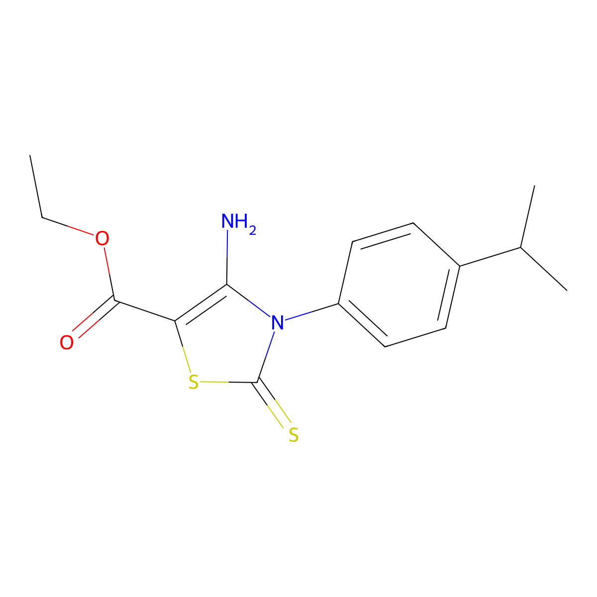 Ethyl 4-amino-3-(4-isopropylphenyl)-2-thioxo-2,3-dihydrothiazole-5-carboxylate molecular structure, CAS 689772-12-1