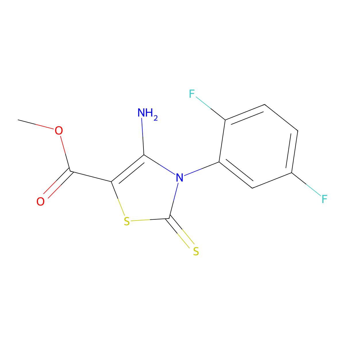 Methyl 4-amino-3-(2,5-difluorophenyl)-2-sulfanylidene-1,3-thiazole-5-carboxylate molecular structure, CAS 689772-18-7