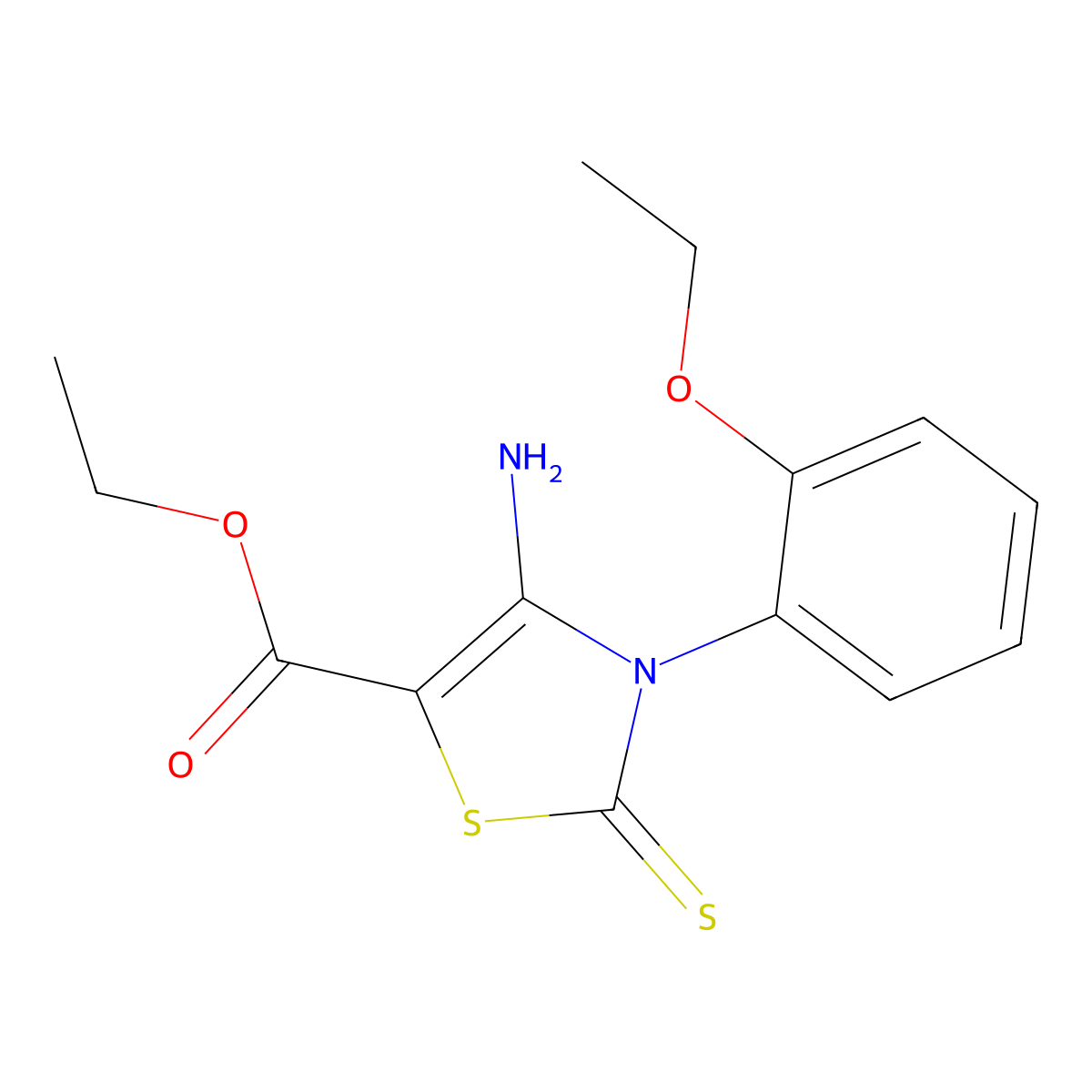 Ethyl 4-amino-3-(2-ethoxyphenyl)-2-thioxo-2,3-dihydrothiazole-5-carboxylate molecular structure, CAS 689772-27-8