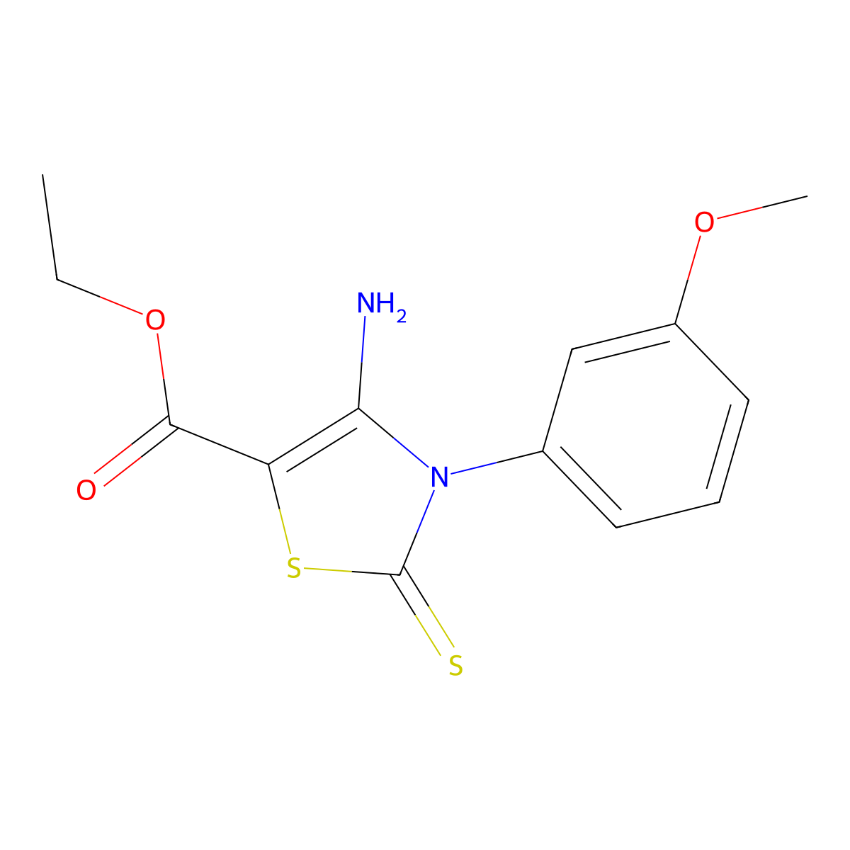 Ethyl 4-amino-3-(3-methoxyphenyl)-2-sulfanylidene-1,3-thiazole-5-carboxylate molecular structure, CAS 689772-33-6