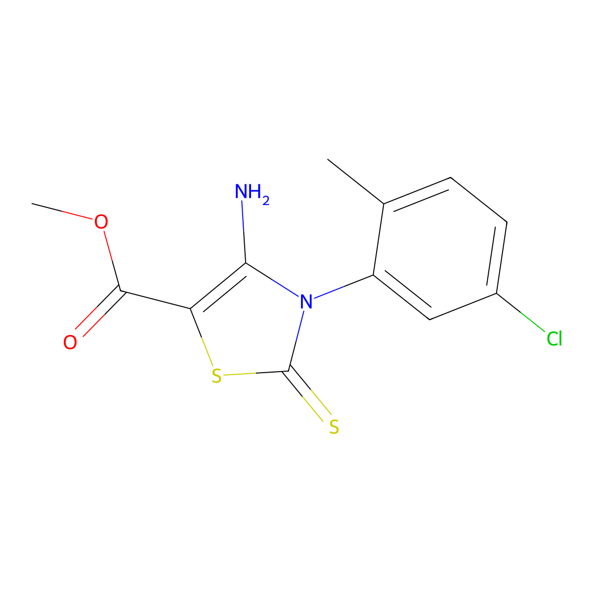 Methyl 4-amino-3-(5-chloro-2-methylphenyl)-2-thioxo-2,3-dihydrothiazole-5-carboxylate molecular structure, CAS 689772-36-9