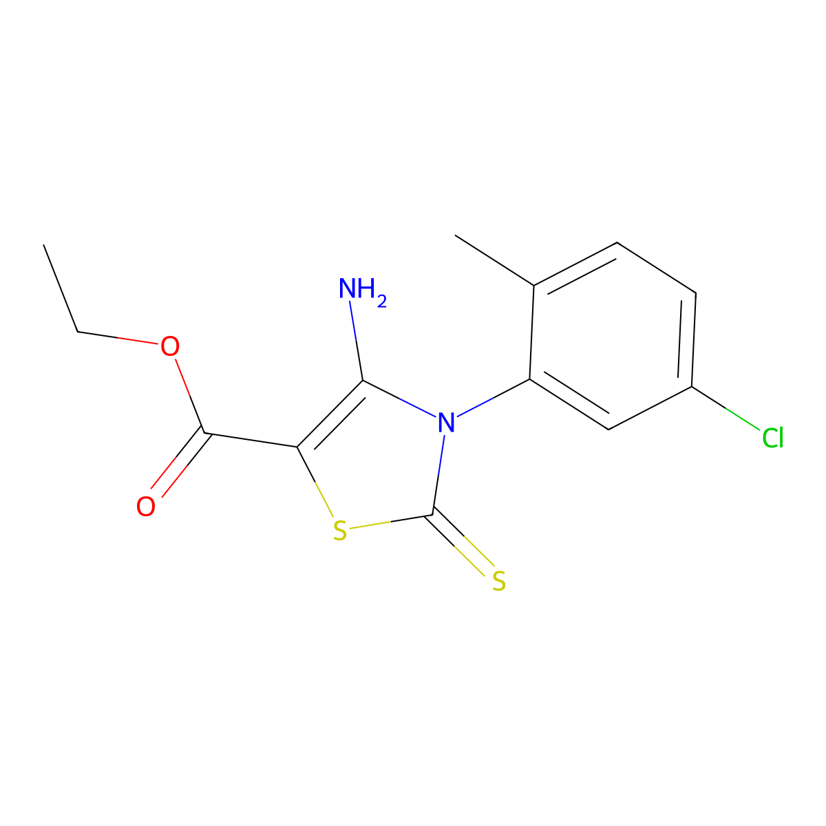Ethyl 4-amino-3-(5-chloro-2-methylphenyl)-2-thioxo-2,3-dihydrothiazole-5-carboxylate molecular structure, CAS 689772-39-2