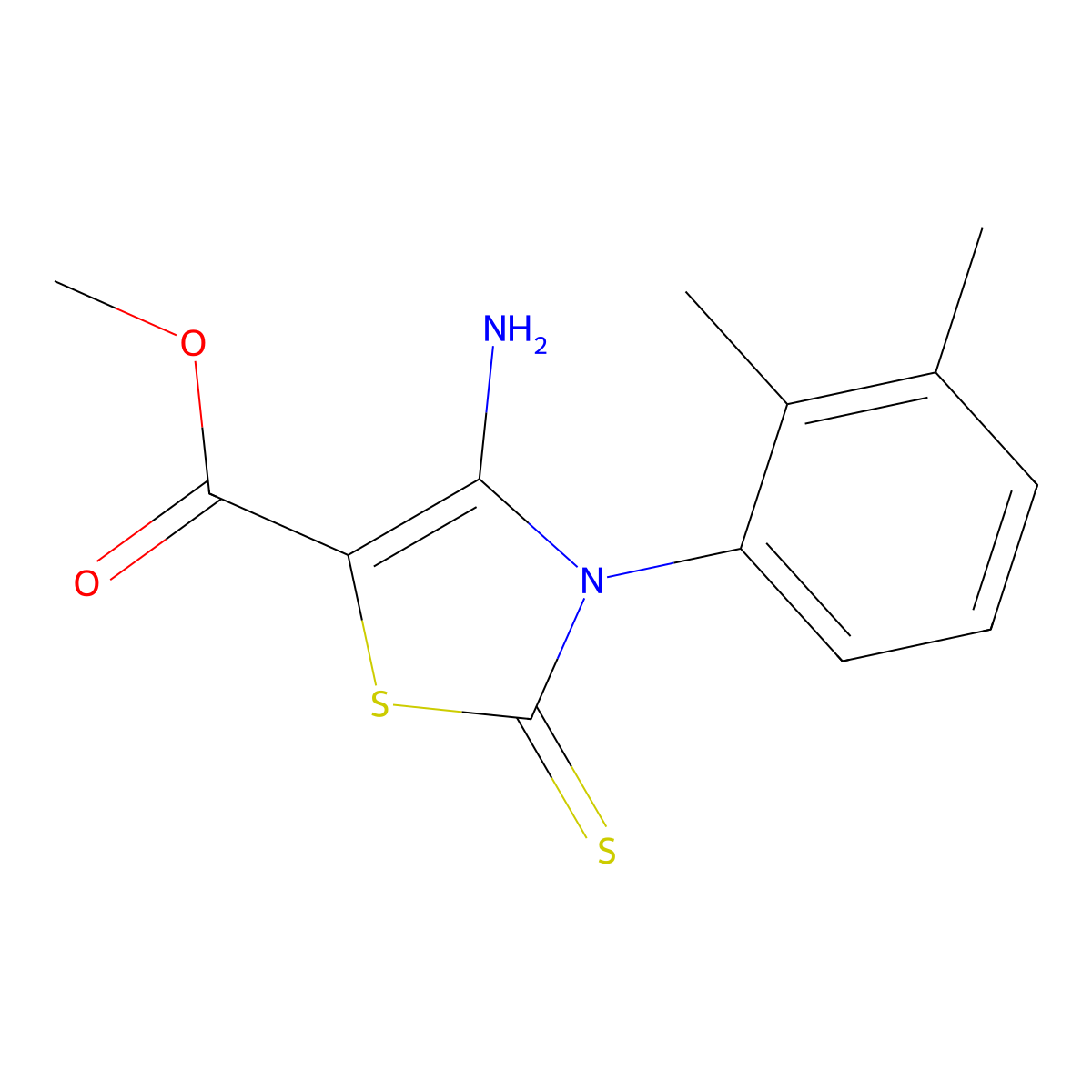 Methyl 4-amino-3-(2,3-dimethylphenyl)-2-sulfanylidene-1,3-thiazole-5-carboxylate molecular structure, CAS 689772-42-7