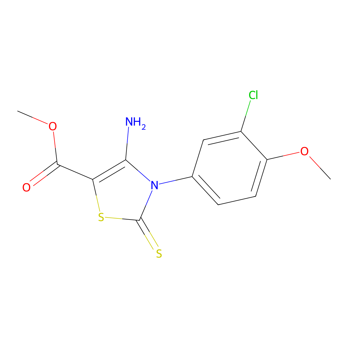 Methyl 4-amino-3-(3-chloro-4-methoxyphenyl)-2-sulfanylidene-1,3-thiazole-5-carboxylate molecular structure, CAS 689772-45-0