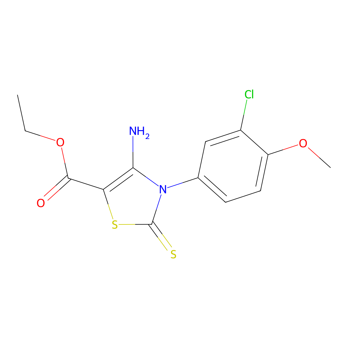 Ethyl 4-amino-3-(3-chloro-4-methoxyphenyl)-2-sulfanylidene-1,3-thiazole-5-carboxylate molecular structure, CAS 689772-47-2