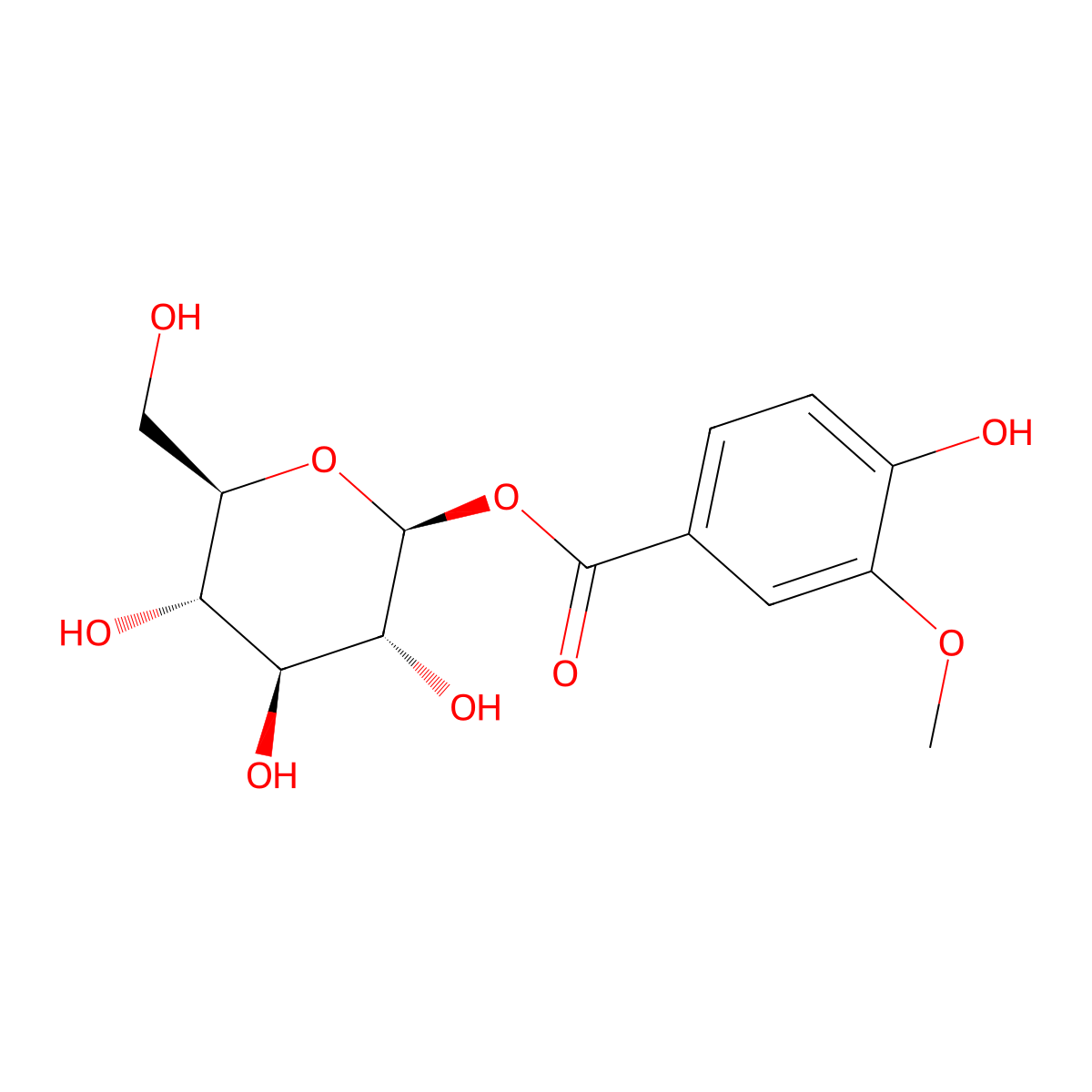 1-O-Vanilloyl-beta-D-glucose molecular structure, CAS 68985-14-8