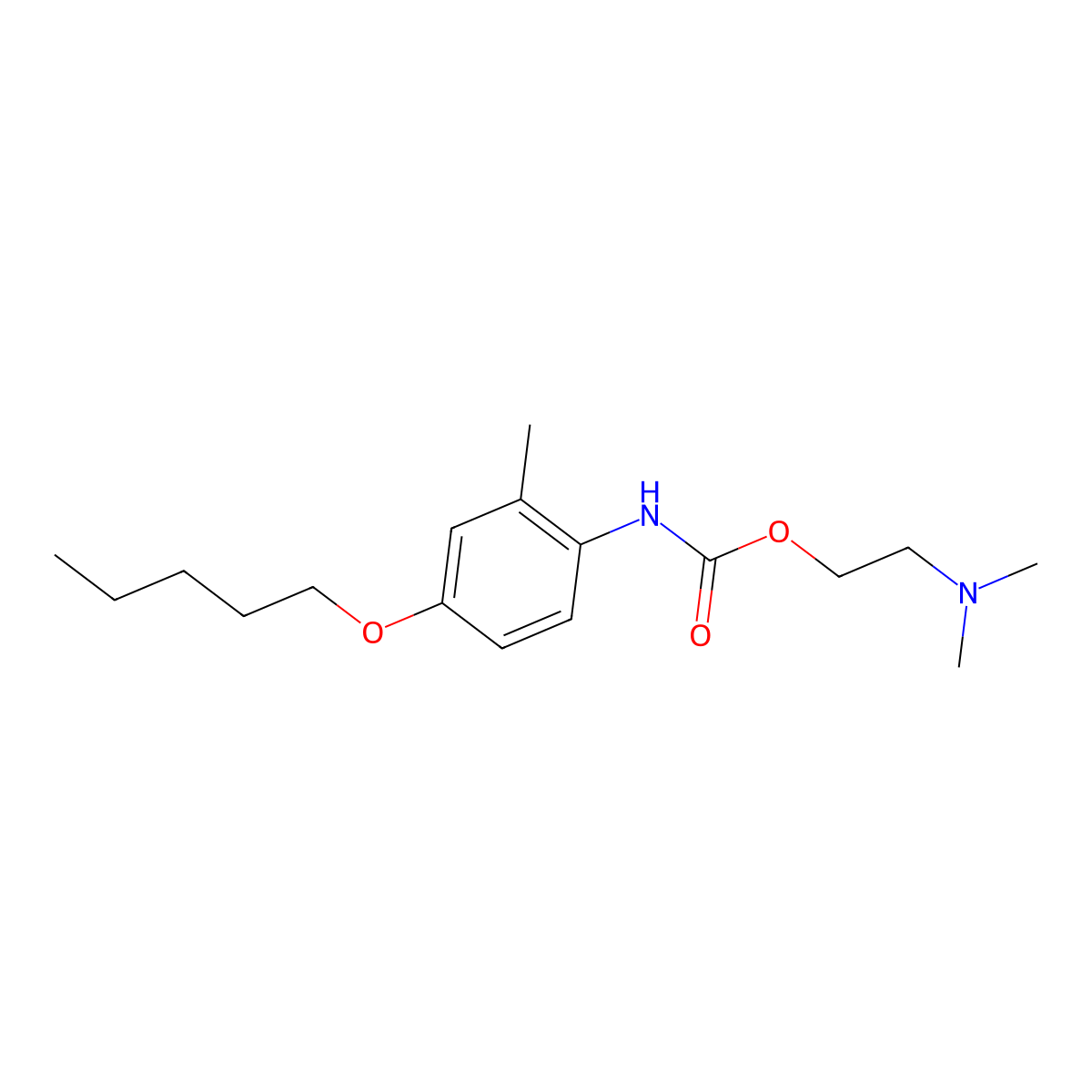 Carbanilic acid, 2-methyl-4-(pentyloxy)-, 2-(dimethylamino)ethyl ester molecular structure, CAS 68986-38-9