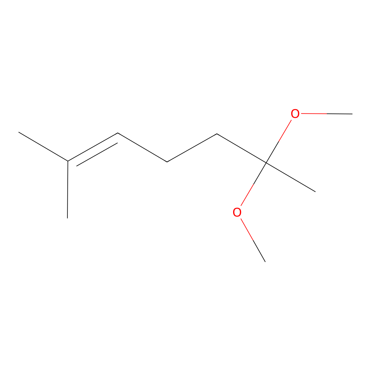 6,6-Dimethoxy-2-methylhept-2-ene molecular structure, CAS 68992-08-5