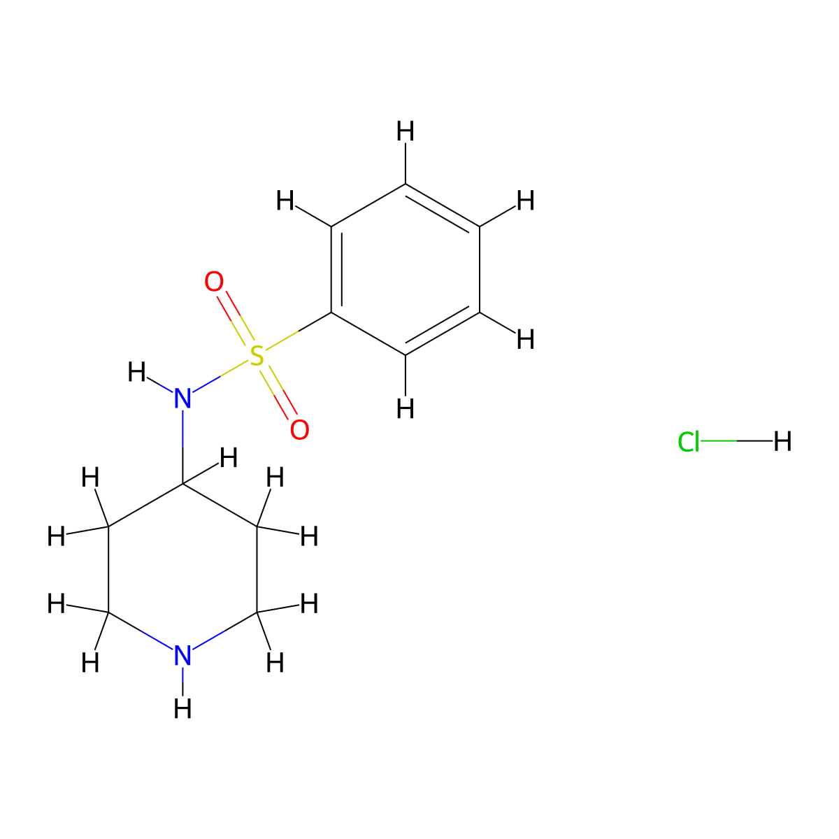 N-(piperidin-4-yl)benzenesulfonamide hydrochloride molecular structure, CAS 68996-29-2