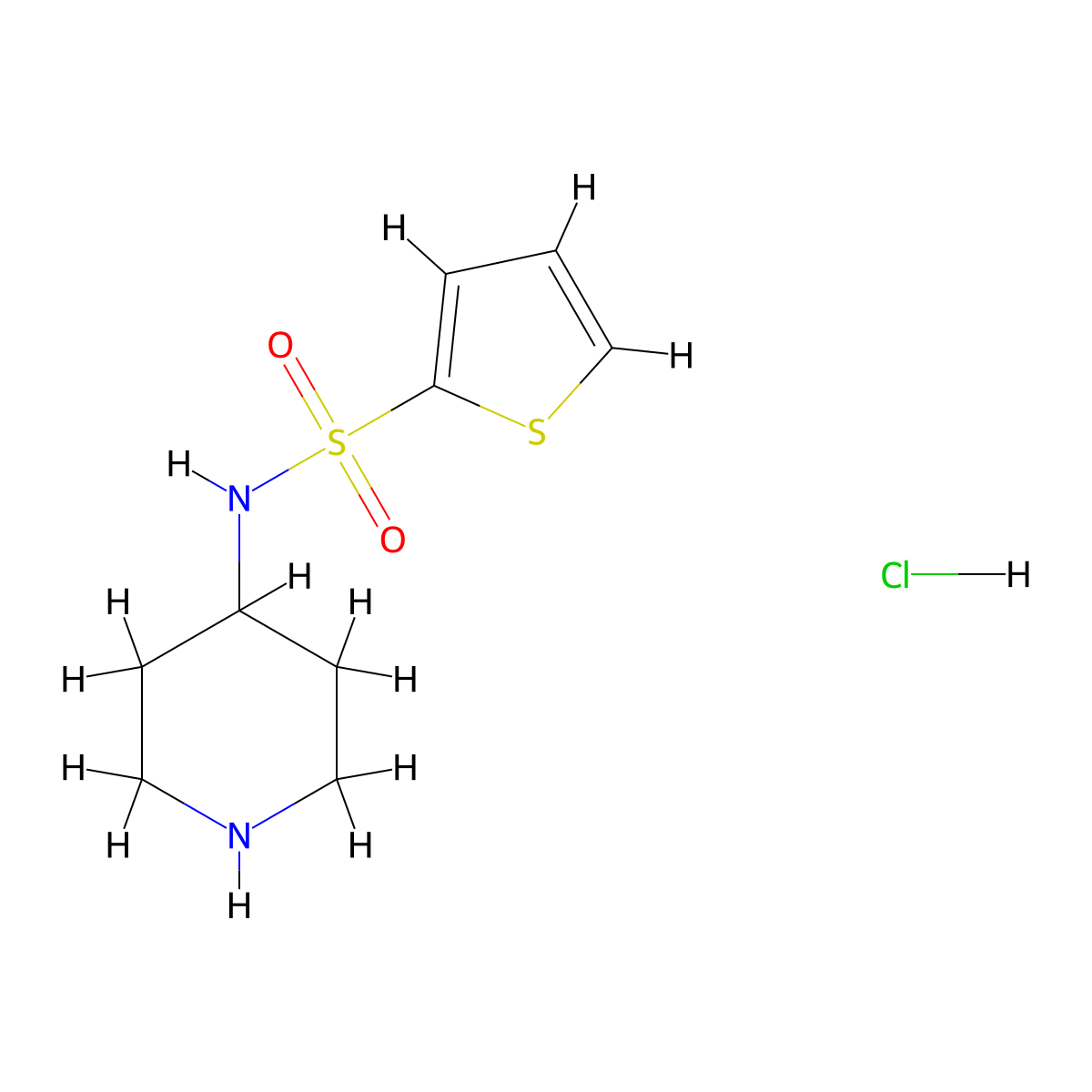 N-(piperidin-4-yl)thiophene-2-sulfonamide hydrochloride molecular structure, CAS 68996-30-5