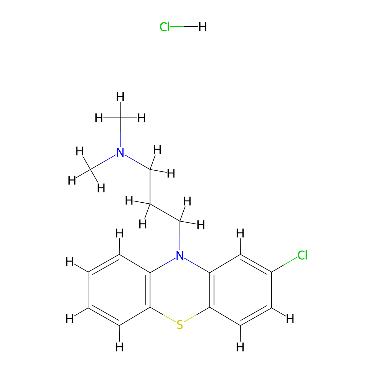 Chlorpromazine Hydrochloride molecular structure, CAS 69-09-0