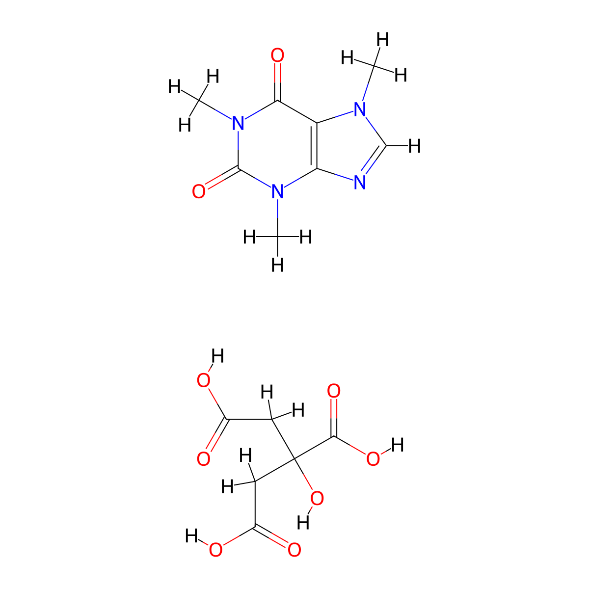 Caffeine Citrate molecular structure, CAS 69-22-7