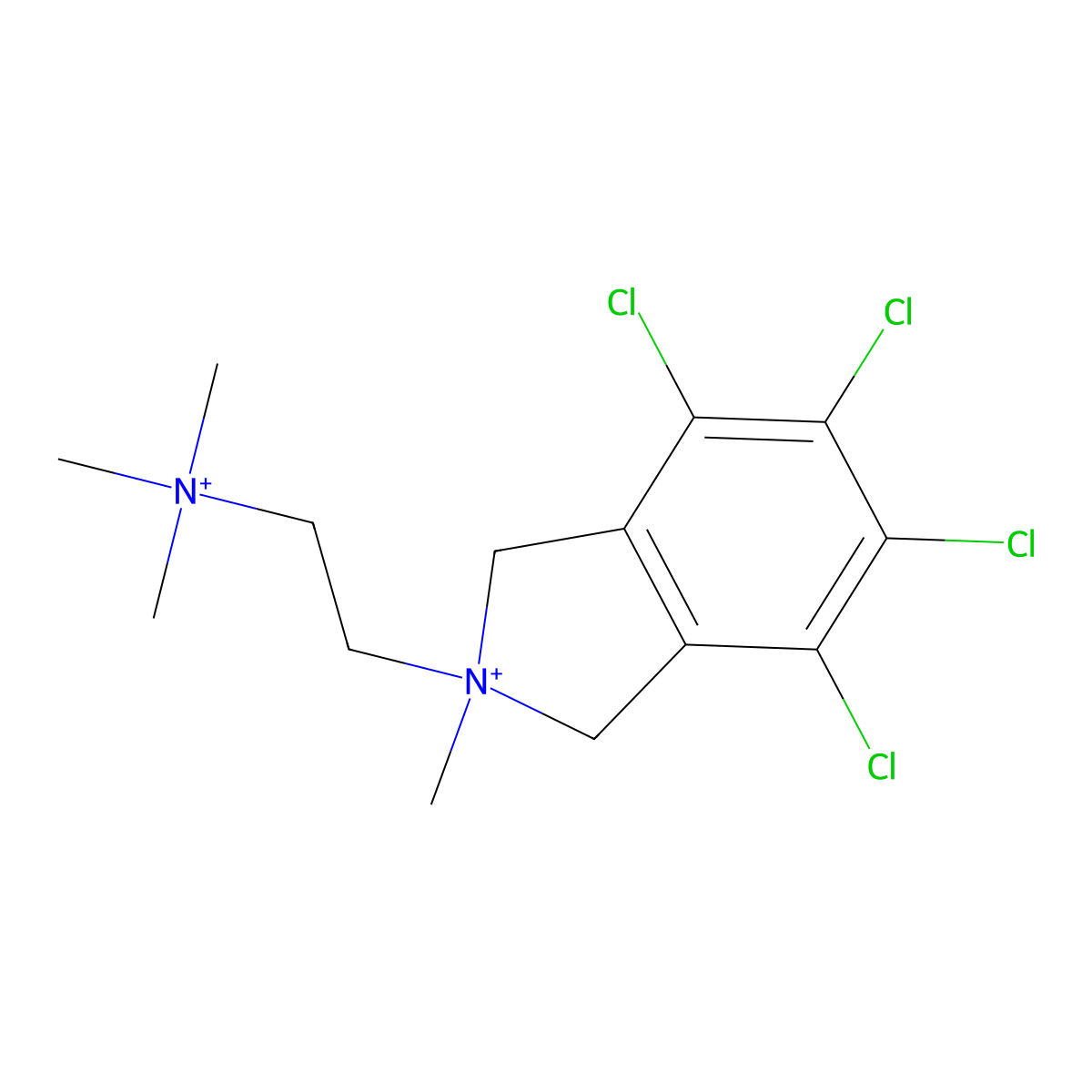 4,5,6,7-Tetrachloro-2,3-dihydro-2-methyl-2-(2-(trimethylammonio)ethyl)-1H-isoindolium molecular structure, CAS 69-27-2