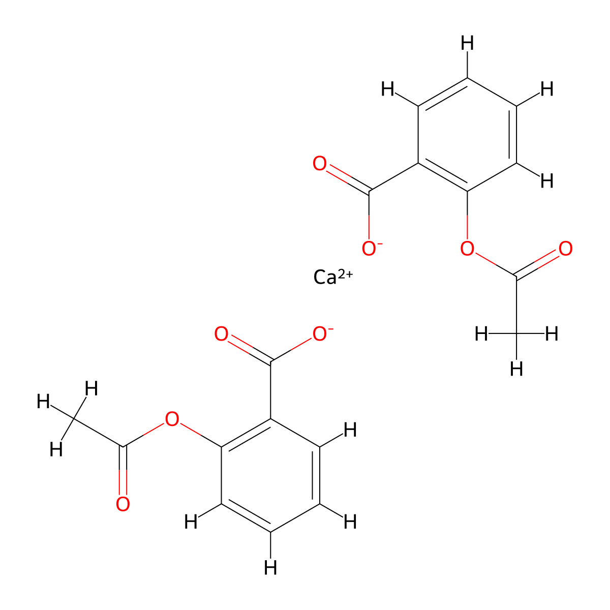 Calcium aspirin molecular structure, CAS 69-46-5