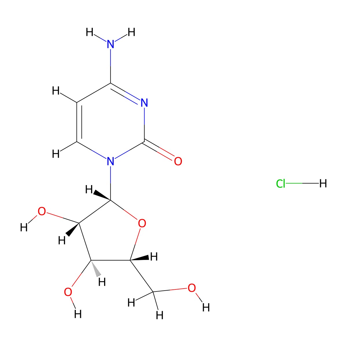 Cytarabine Hydrochloride molecular structure, CAS 69-74-9