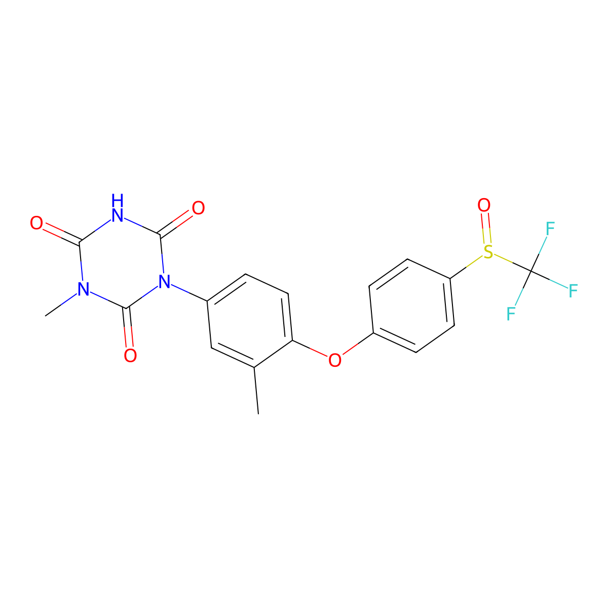 1-Methyl-3-[3-methyl-4-[4-(trifluoromethylsulfinyl)phenoxy]phenyl]-1,3,5-triazinane-2,4,6-trione molecular structure, CAS 69004-15-5