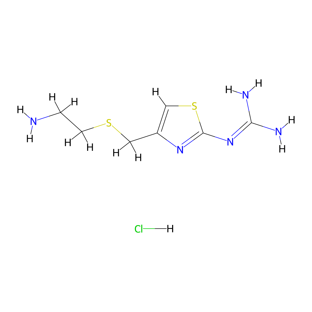 2-Guanidino-4-[(2-aminoethyl)thiomethyl]thiazole hydrochloride molecular structure, CAS 69014-10-4