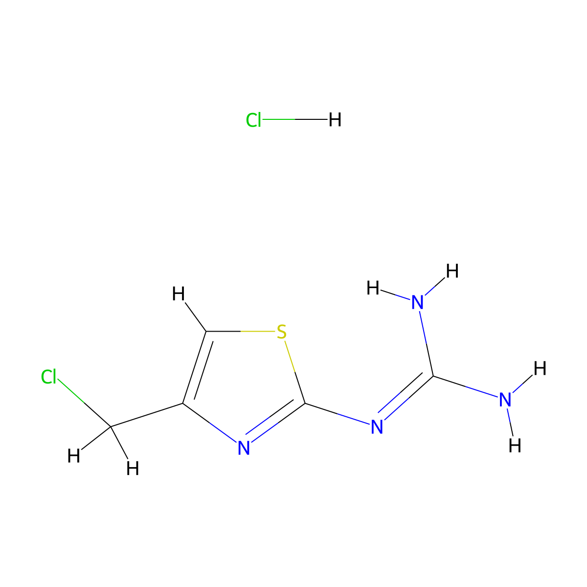 Guanidine, N-[4-(chloromethyl)-2-thiazolyl]-, hydrochloride (1:1) molecular structure, CAS 69014-12-6