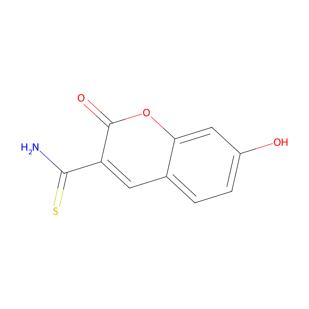 7-hydroxy-2-oxo-2H-chromene-3-carbothioamide molecular structure, CAS 69015-66-3