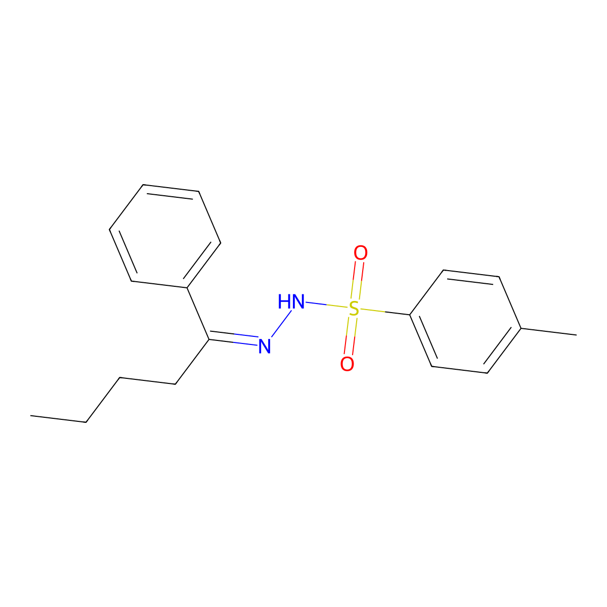4-methyl-N-(1-phenylpentylideneamino)benzenesulfonamide molecular structure, CAS 69015-74-3