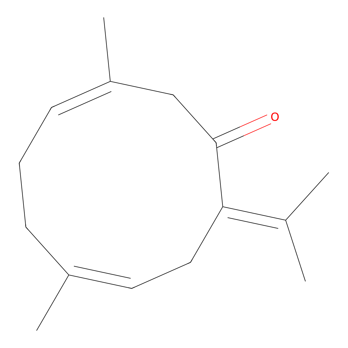 (3Z,7Z)-3,7-dimethyl-10-propan-2-ylidenecyclodeca-3,7-dien-1-one molecular structure, CAS 6902-91-6