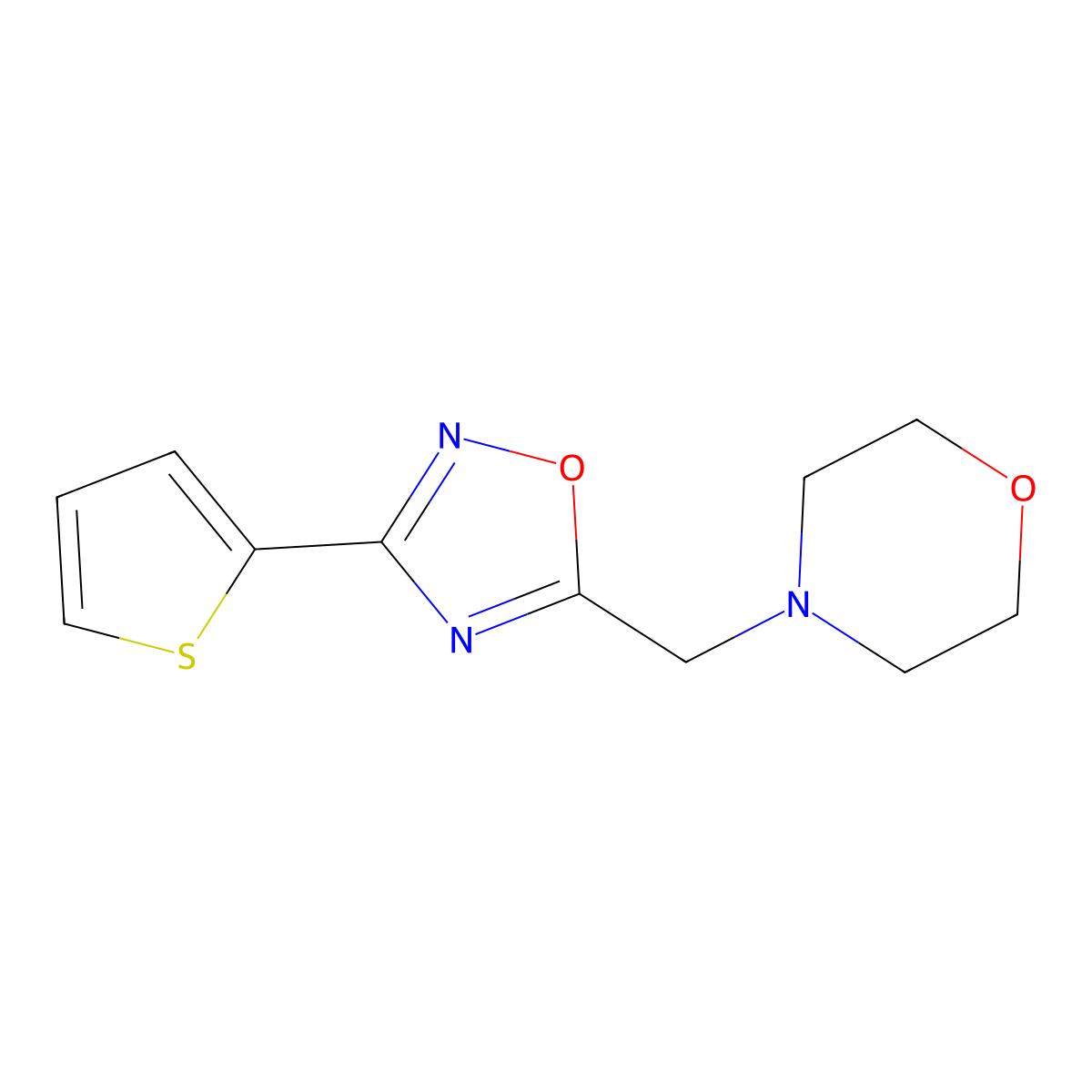 4-[(3-Thiophen-2-yl-1,2,4-oxadiazol-5-yl)methyl]morpholine molecular structure, CAS 690210-95-8