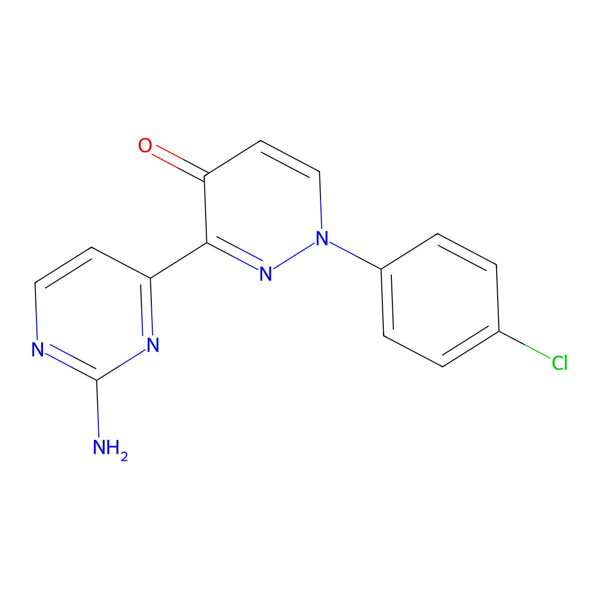 3-(2-Aminopyrimidin-4-yl)-1-(4-chlorophenyl)-1,4-dihydropyridazin-4-one molecular structure, CAS 690211-52-0