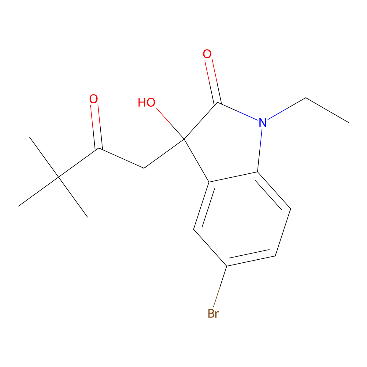 5-bromo-3-(3,3-dimethyl-2-oxobutyl)-1-ethyl-3-hydroxy-1,3-dihydro-2H-indol-2-one molecular structure, CAS 690214-21-2