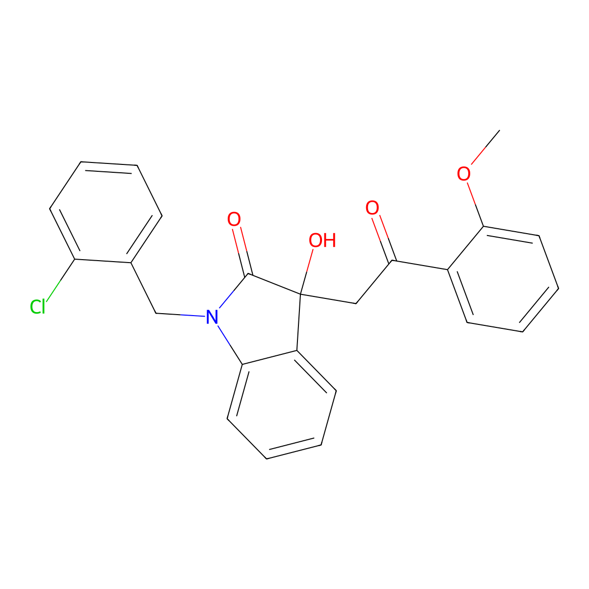 1-(2-chlorobenzyl)-3-hydroxy-3-[2-(2-methoxyphenyl)-2-oxoethyl]-1,3-dihydro-2H-indol-2-one molecular structure, CAS 690214-39-2