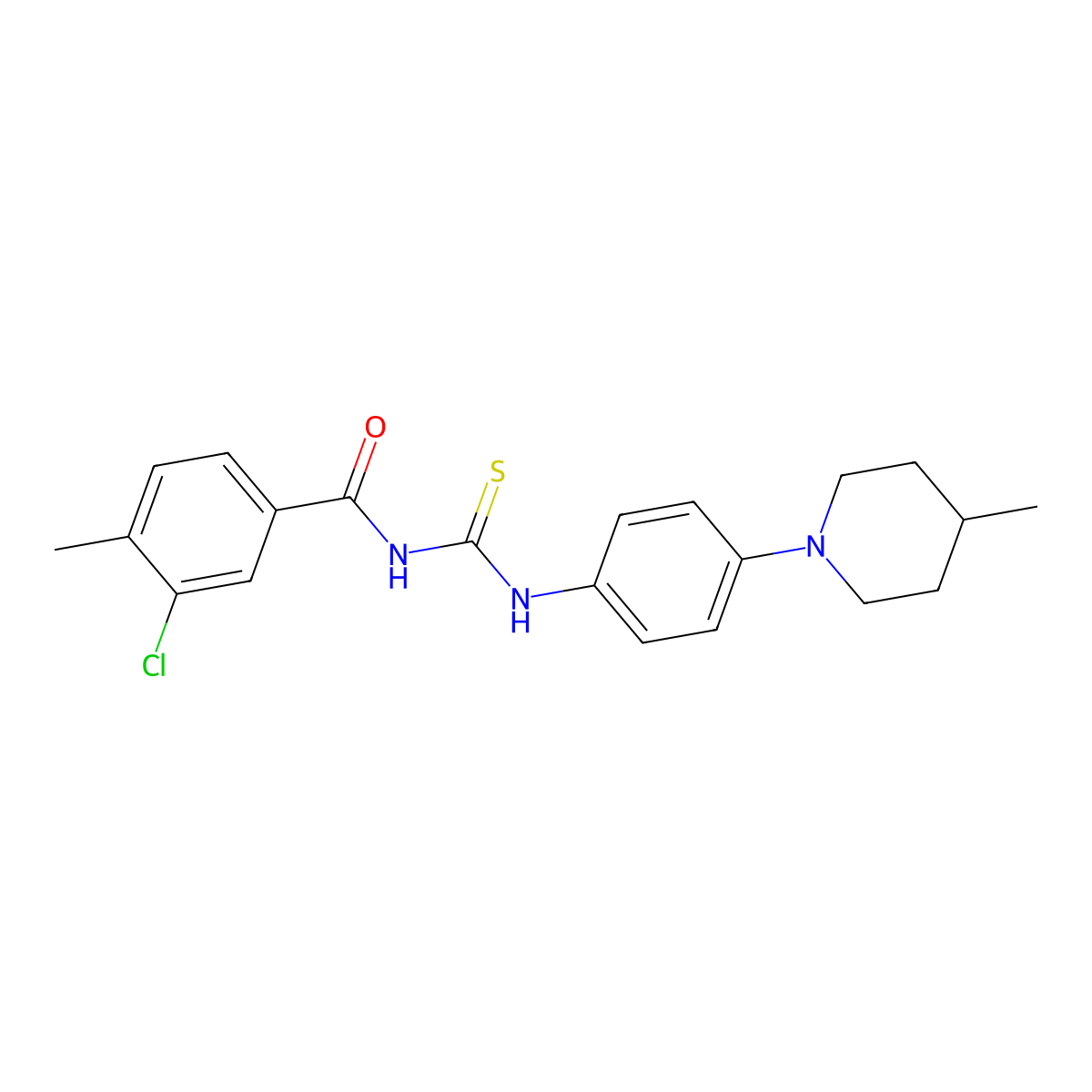 3-chloro-4-methyl-N-[[4-(4-methylpiperidin-1-yl)phenyl]carbamothioyl]benzamide molecular structure, CAS 690215-47-5