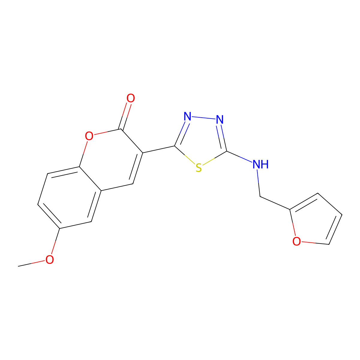 3-(5-((furan-2-ylmethyl)amino)-1,3,4-thiadiazol-2-yl)-6-methoxy-2H-chromen-2-one molecular structure, CAS 690215-52-2