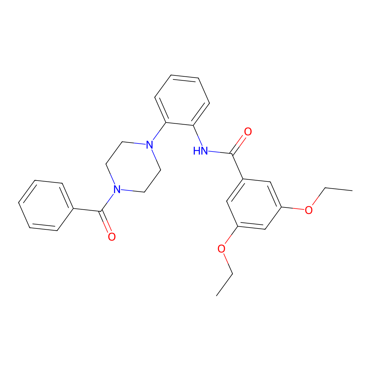 N-[2-(4-benzoylpiperazin-1-yl)phenyl]-3,5-diethoxybenzamide molecular structure, CAS 690216-11-6