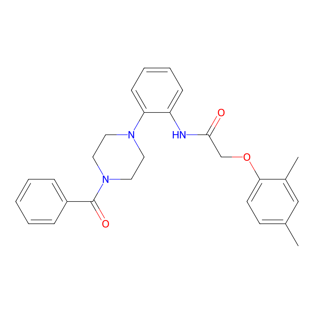 N-[2-(4-benzoylpiperazin-1-yl)phenyl]-2-(2,4-dimethylphenoxy)acetamide molecular structure, CAS 690216-17-2
