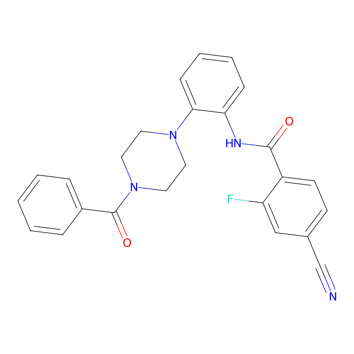 N-[2-(4-benzoyl-1-piperazinyl)phenyl]-4-cyano-2-fluorobenzamide molecular structure, CAS 690216-21-8