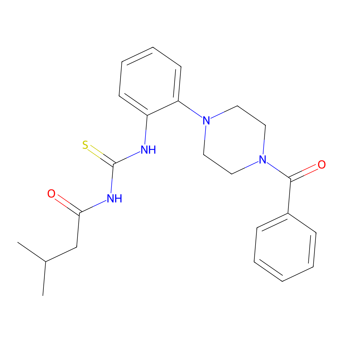 N-[[2-(4-benzoylpiperazin-1-yl)phenyl]carbamothioyl]-3-methylbutanamide molecular structure, CAS 690216-27-4