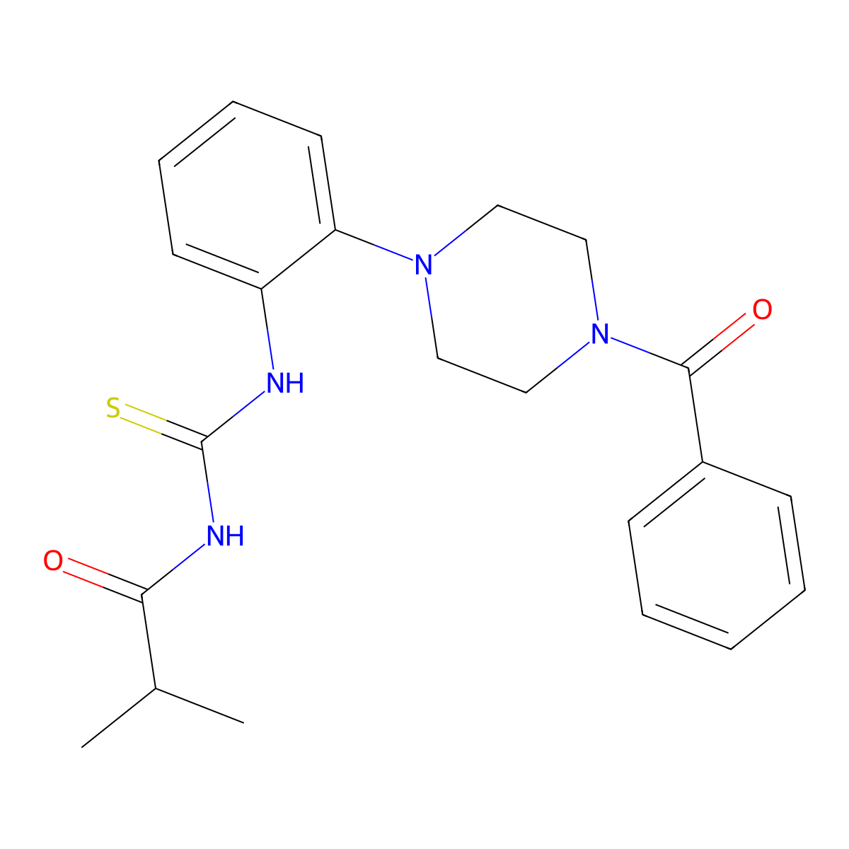 N-[[2-(4-benzoylpiperazin-1-yl)phenyl]carbamothioyl]-2-methylpropanamide molecular structure, CAS 690216-29-6