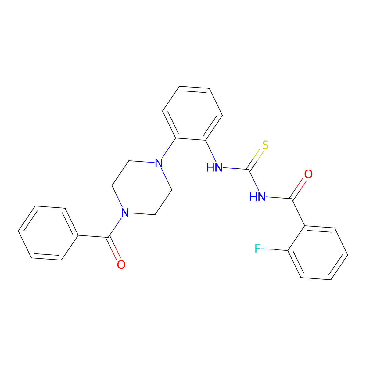N-[[2-(4-benzoylpiperazin-1-yl)phenyl]carbamothioyl]-2-fluorobenzamide molecular structure, CAS 690216-56-9