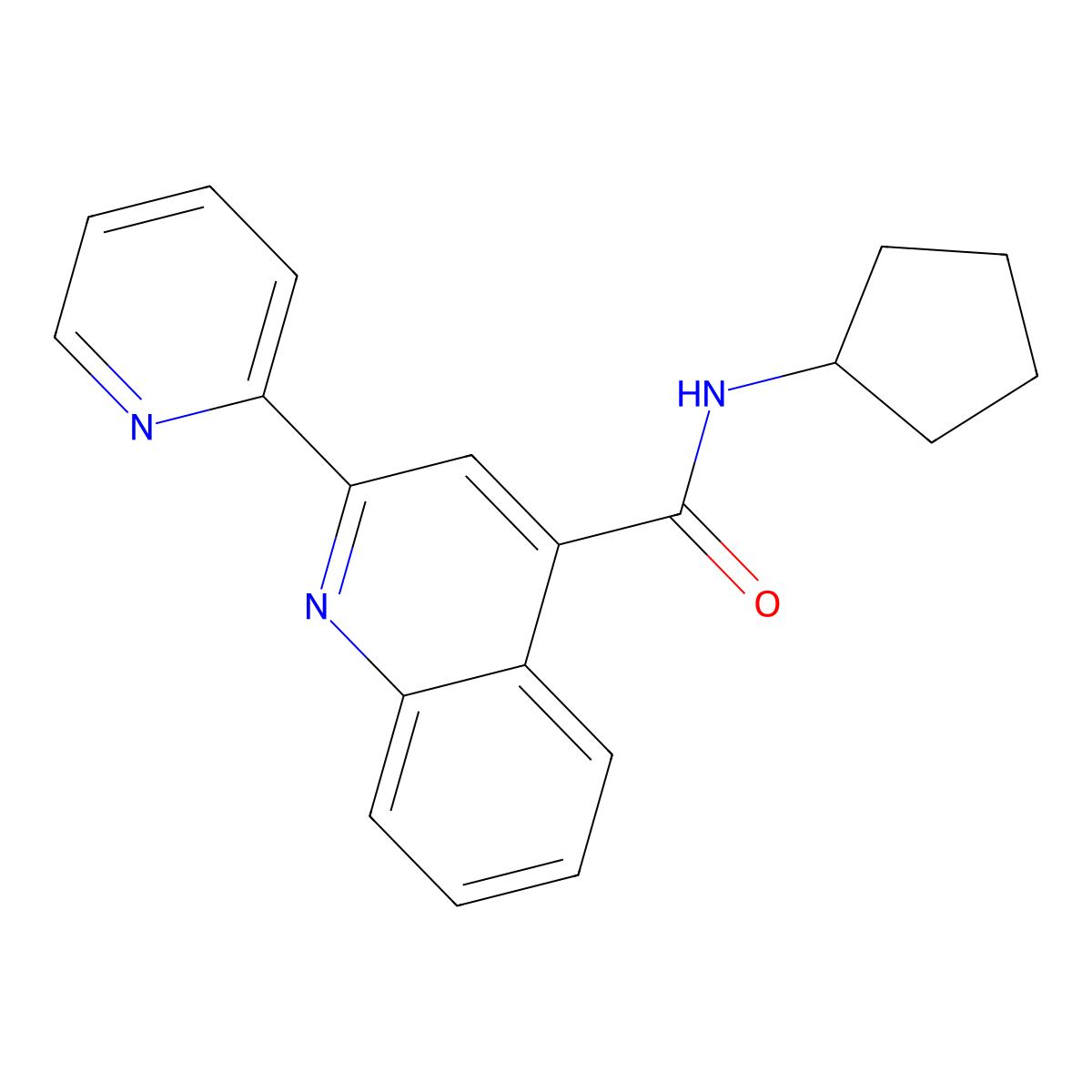 N-cyclopentyl-2-(pyridin-2-yl)quinoline-4-carboxamide molecular structure, CAS 690217-64-2