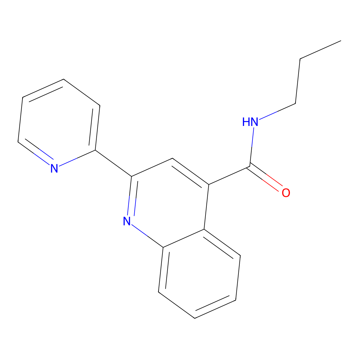 N-propyl-2-(pyridin-2-yl)quinoline-4-carboxamide molecular structure, CAS 690217-70-0