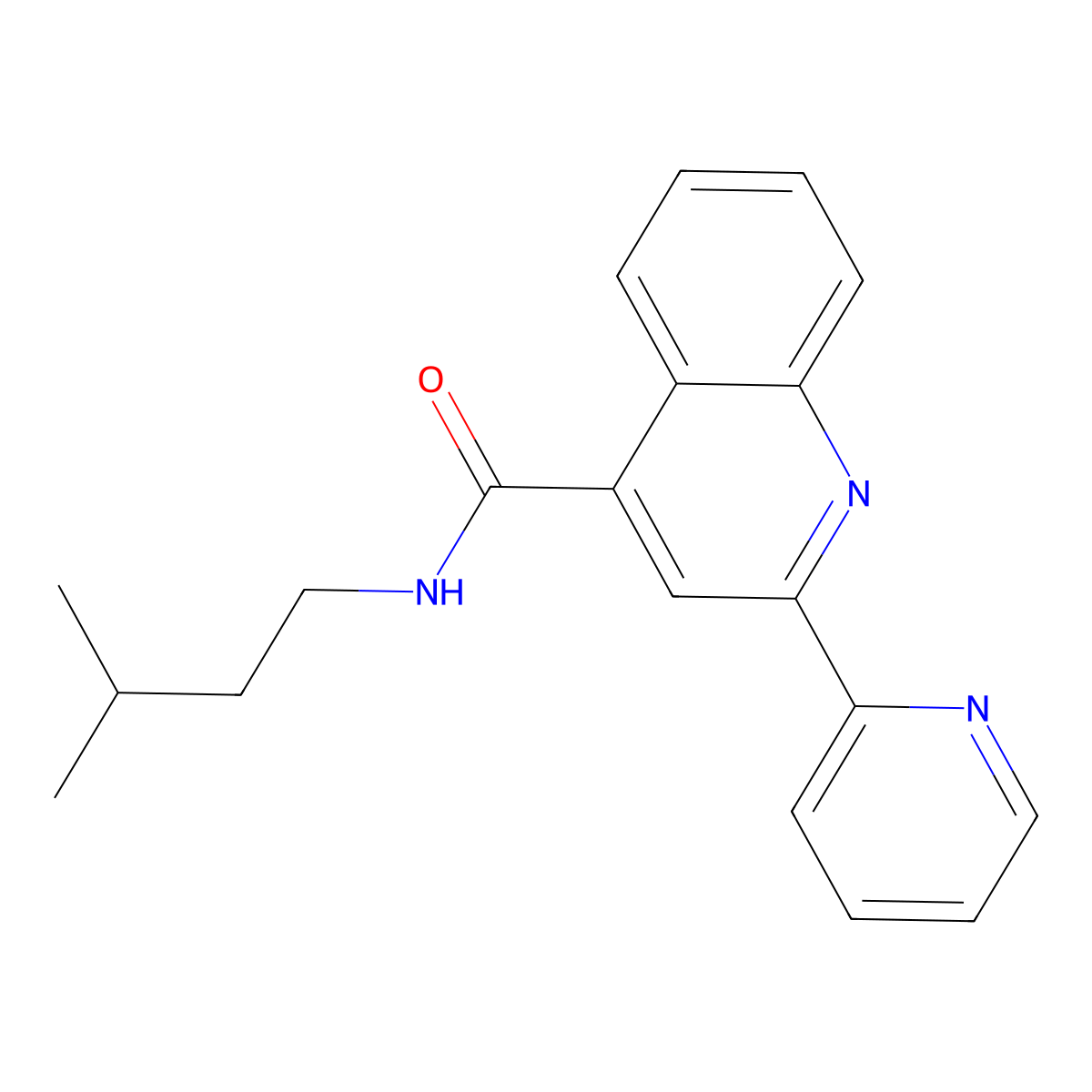 N-(3-methylbutyl)-2-(pyridin-2-yl)quinoline-4-carboxamide molecular structure, CAS 690217-72-2