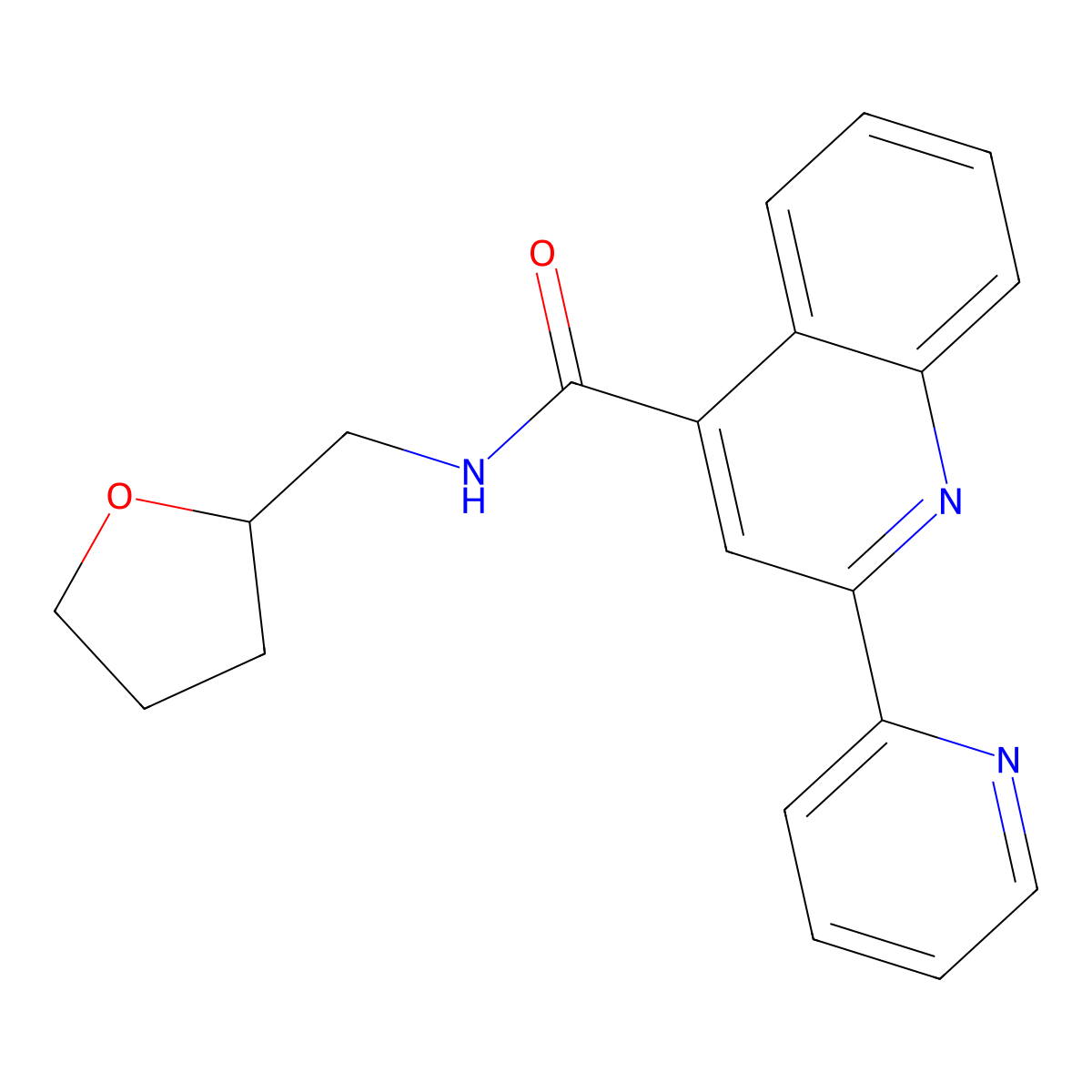 2-(pyridin-2-yl)-N-(tetrahydrofuran-2-ylmethyl)quinoline-4-carboxamide molecular structure, CAS 690218-02-1