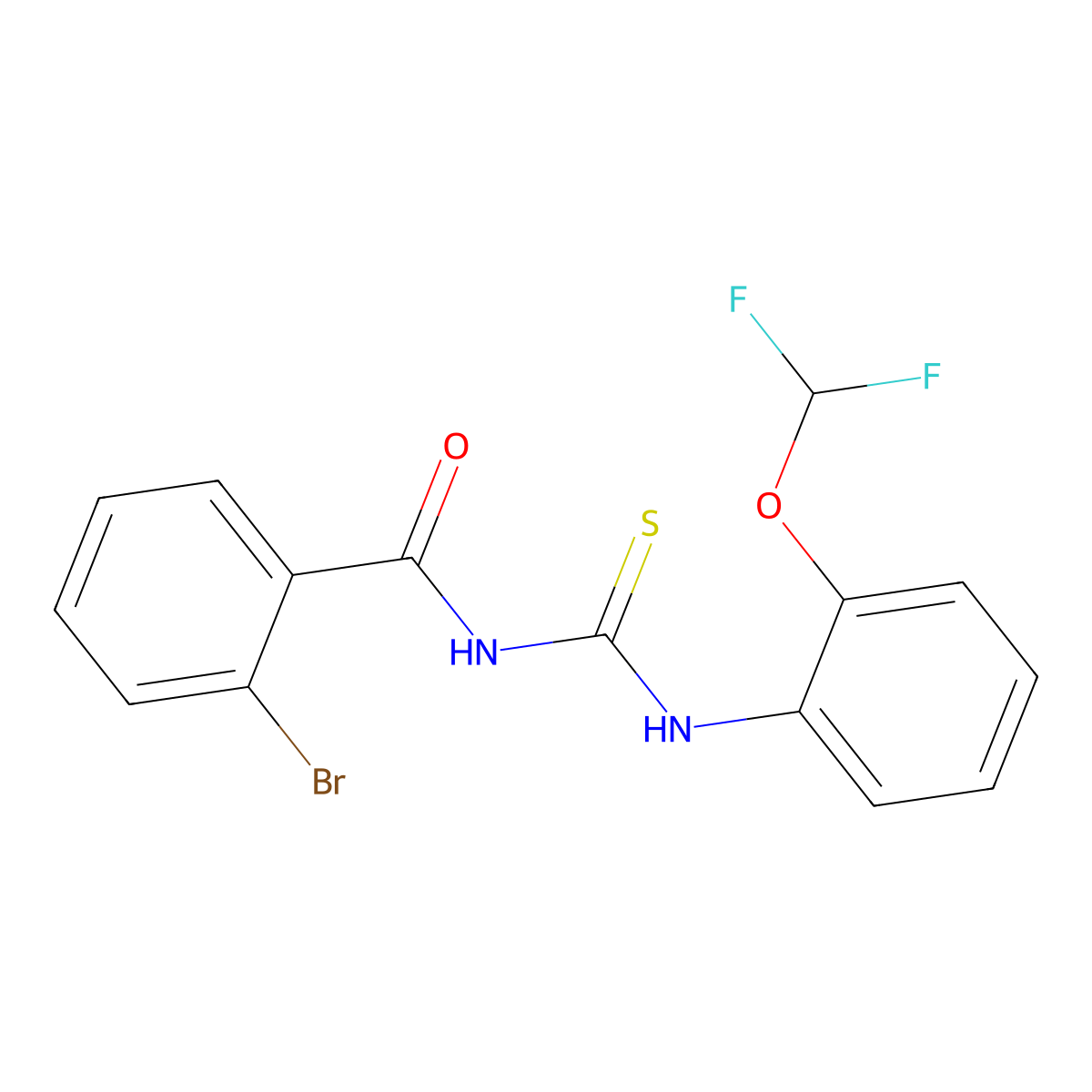 2-bromo-N-[[2-(difluoromethoxy)phenyl]carbamothioyl]benzamide molecular structure, CAS 690219-05-7