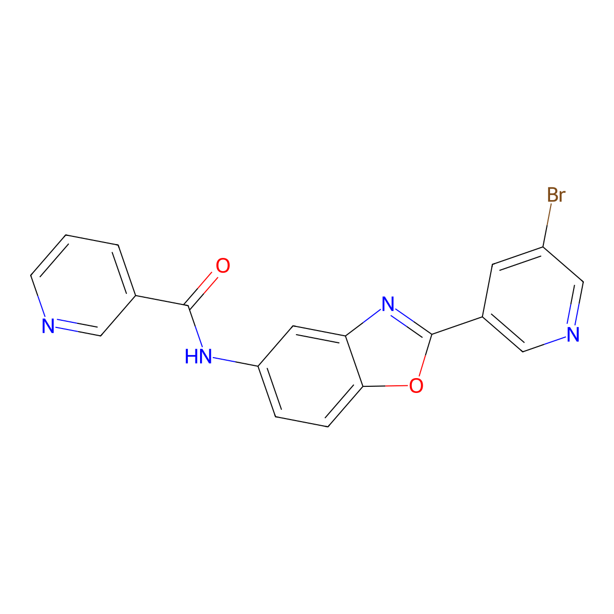 N-[2-(5-bromopyridin-3-yl)-1,3-benzoxazol-5-yl]pyridine-3-carboxamide molecular structure, CAS 690219-15-9