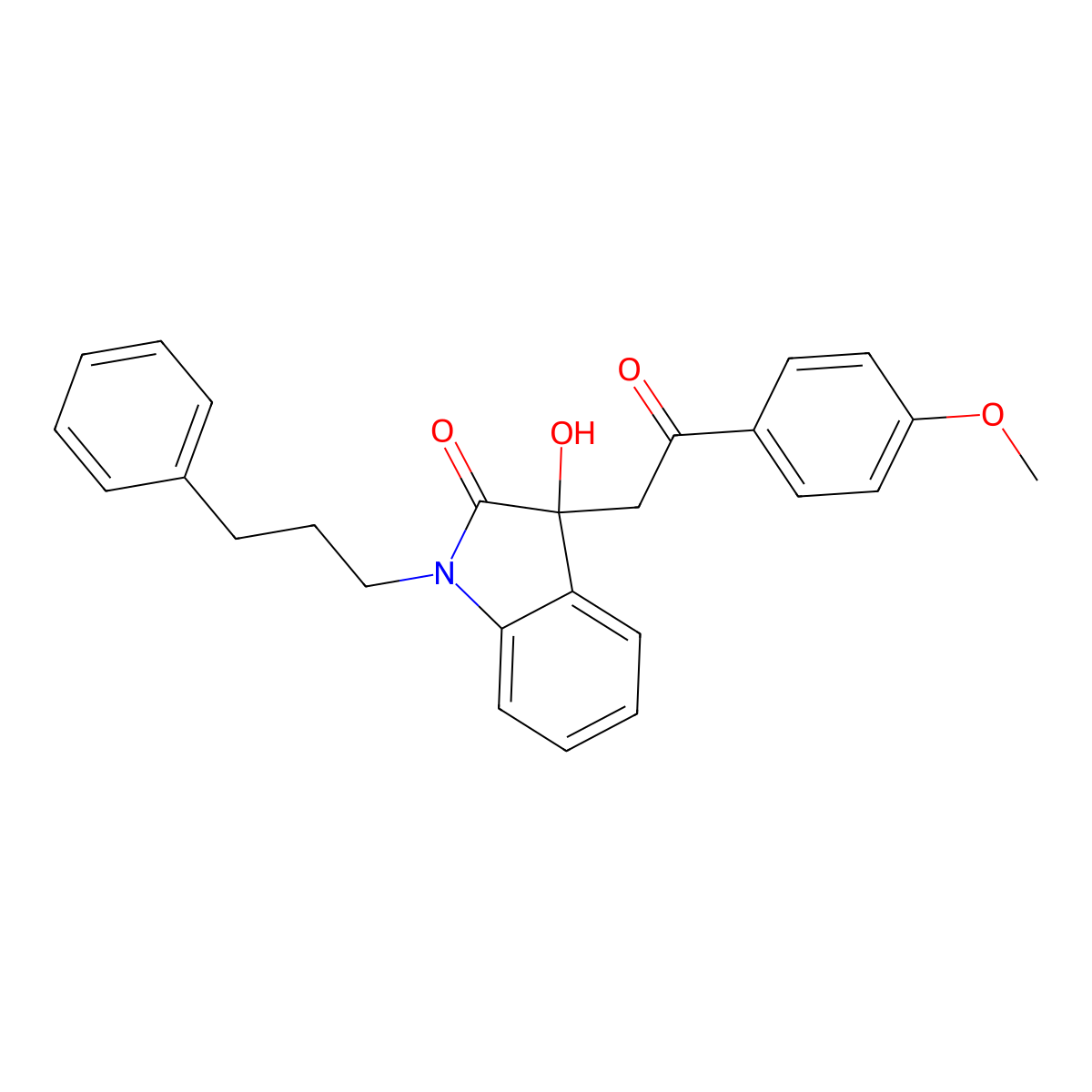 3-Hydroxy-3-[2-(4-methoxyphenyl)-2-oxoethyl]-1-(3-phenylpropyl)indol-2-one molecular structure, CAS 690219-78-4