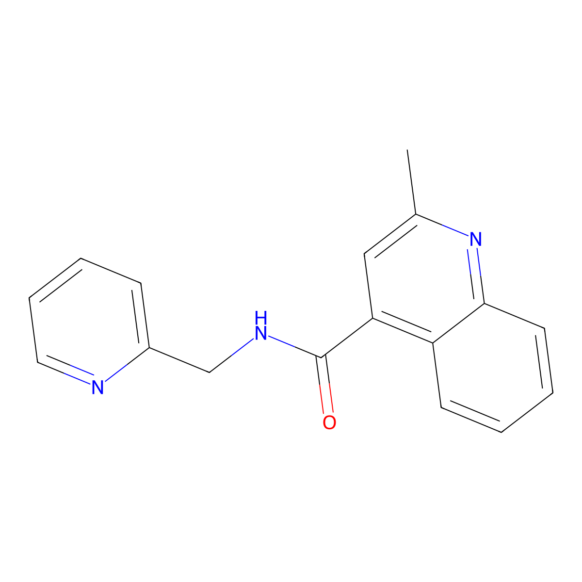 2-methyl-N-(pyridin-2-ylmethyl)quinoline-4-carboxamide molecular structure, CAS 690220-79-2