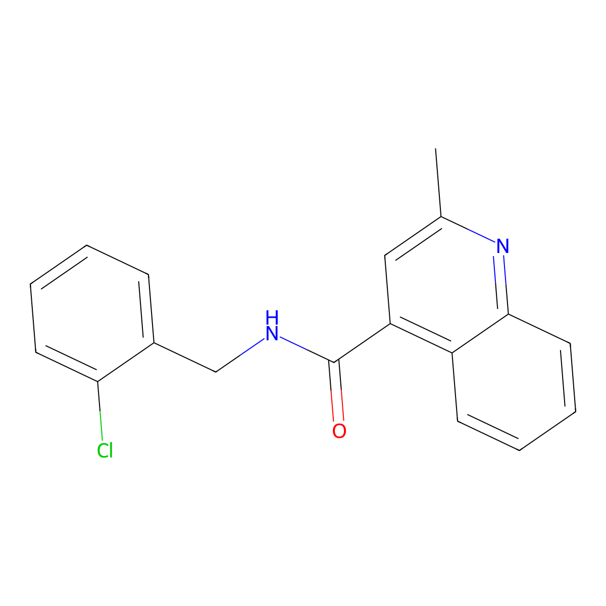 N-[(2-chlorophenyl)methyl]-2-methylquinoline-4-carboxamide molecular structure, CAS 690220-95-2