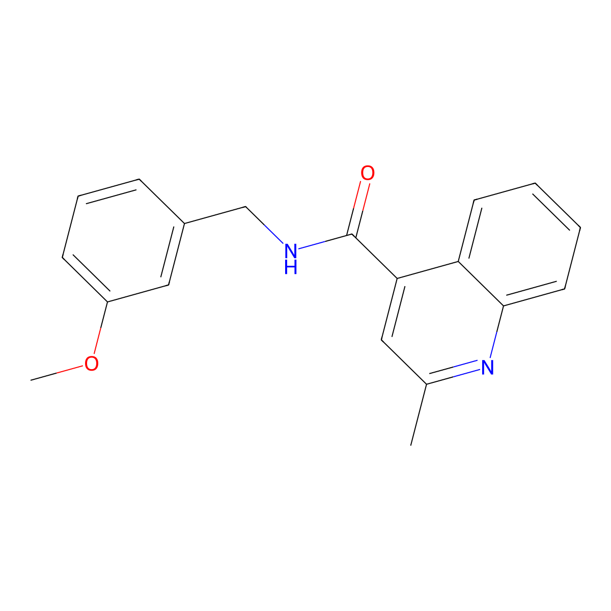 N-[(3-methoxyphenyl)methyl]-2-methylquinoline-4-carboxamide molecular structure, CAS 690221-15-9