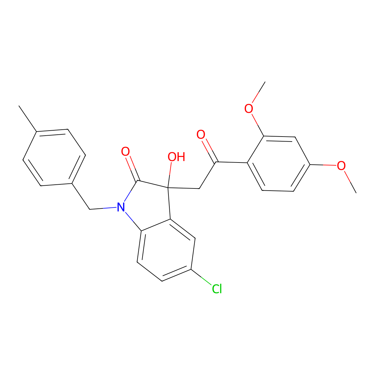 5-chloro-3-[2-(2,4-dimethoxyphenyl)-2-oxoethyl]-3-hydroxy-1-(4-methylbenzyl)-1,3-dihydro-2H-indol-2-one molecular structure, CAS 690221-53-5