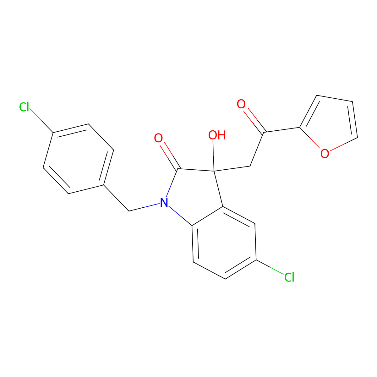 5-Chloro-1-[(4-chlorophenyl)methyl]-3-[2-(furan-2-yl)-2-oxoethyl]-3-hydroxyindol-2-one molecular structure, CAS 690221-95-5