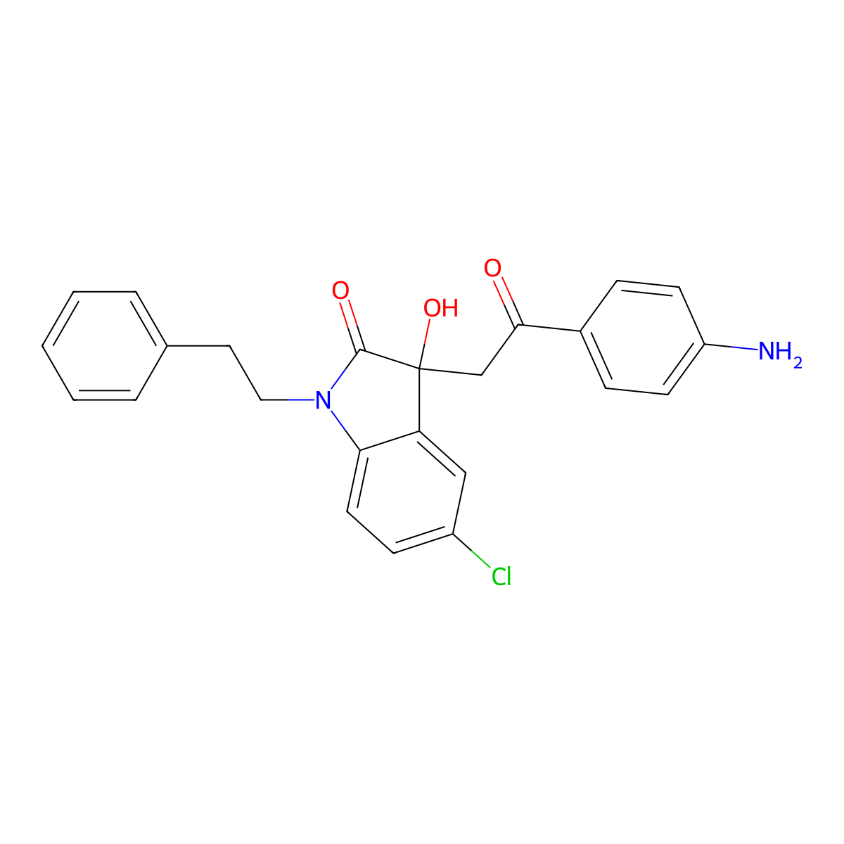 3-[2-(4-aminophenyl)-2-oxoethyl]-5-chloro-3-hydroxy-1-(2-phenylethyl)-1,3-dihydro-2H-indol-2-one molecular structure, CAS 690225-14-0